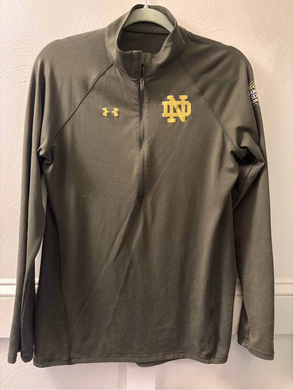 Under Armour Olive Green Notre Dame 1/4 Zip Pullover